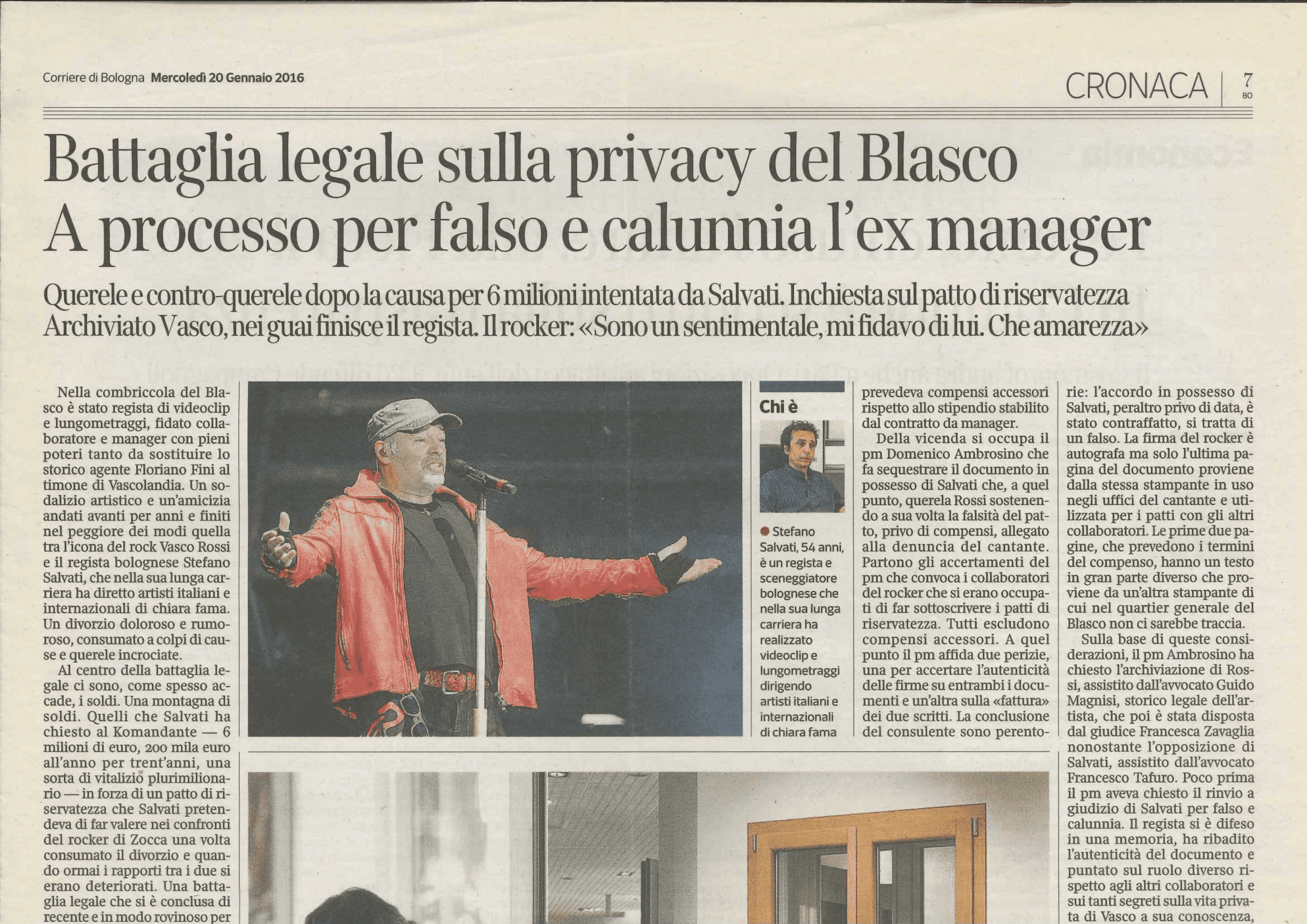 Rassegna stampa: articolo di giornale su una causa seguita dallo studio