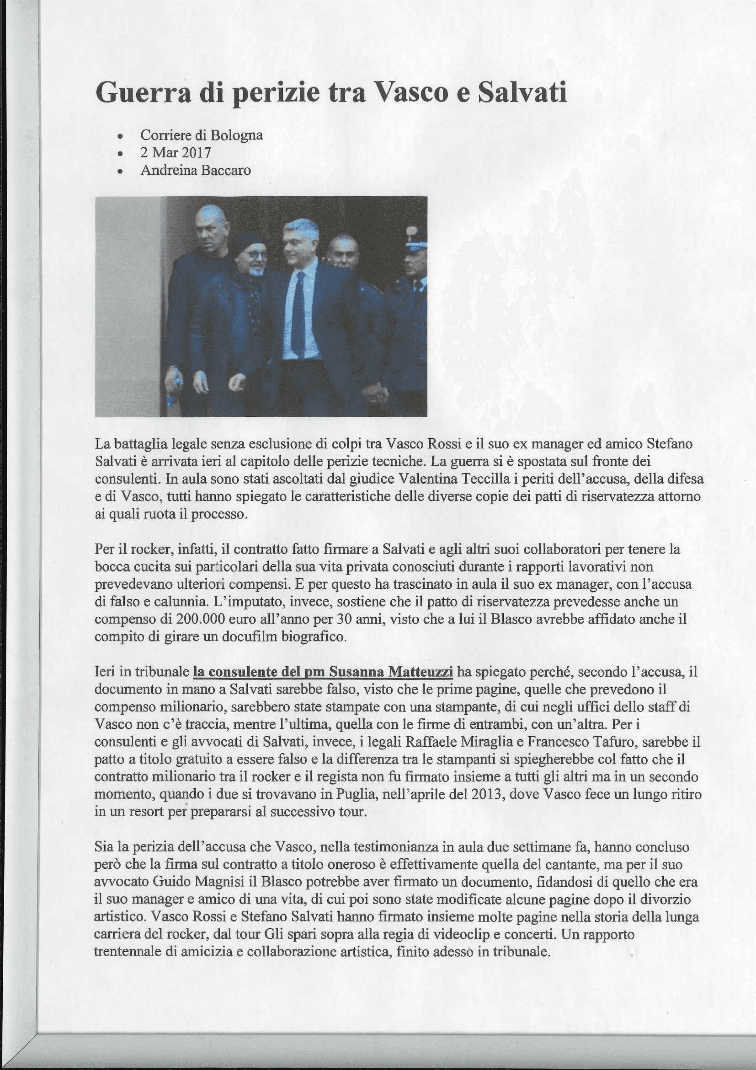 Rassegna stampa: articolo di giornale su una causa seguita dallo studio